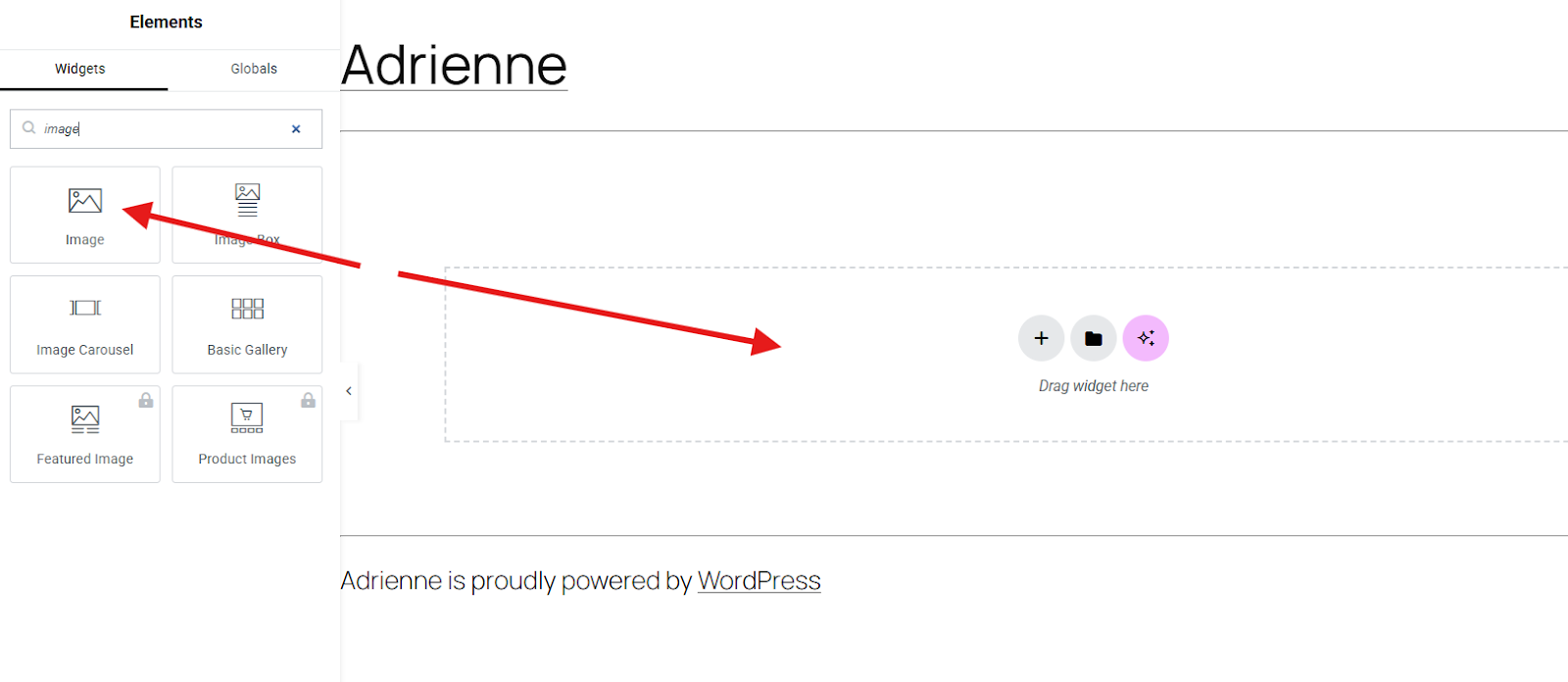 Drag and drop image widget