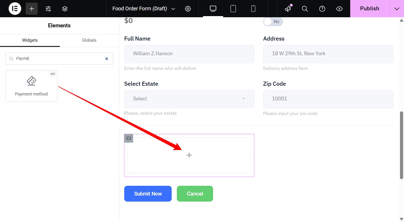 Add a Payment button to WordPress Food order Form