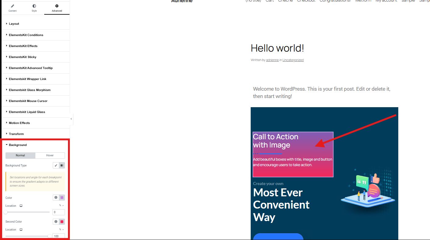 Design call-to-action background