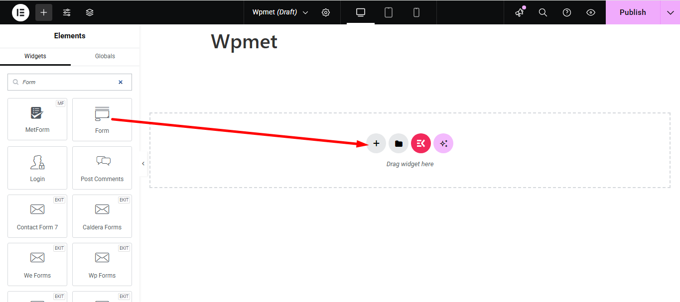 Drag and drop form widget
