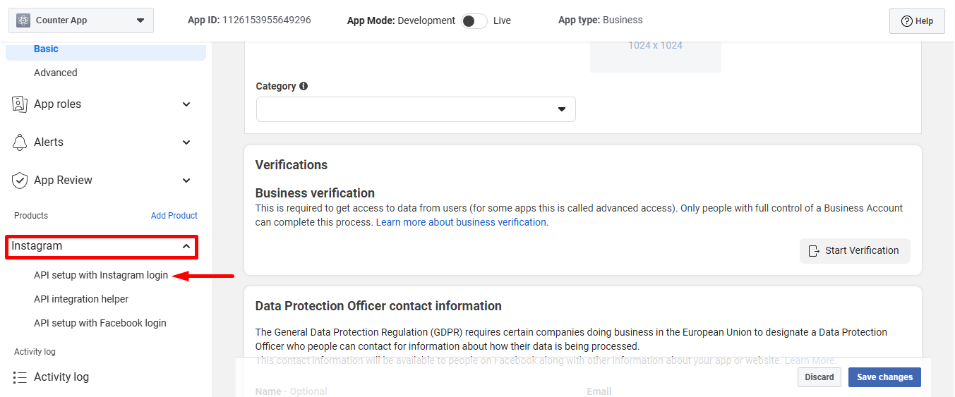 Go to API set up with Instagram login.png