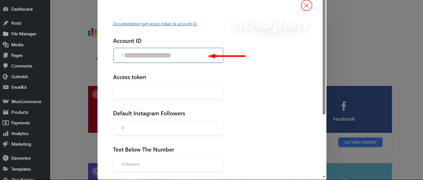 Paste the copied account ID