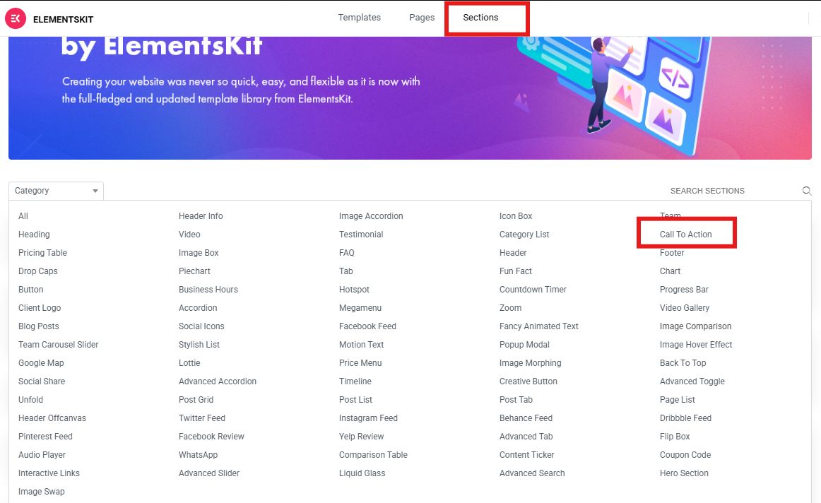 Select call-to-action template design