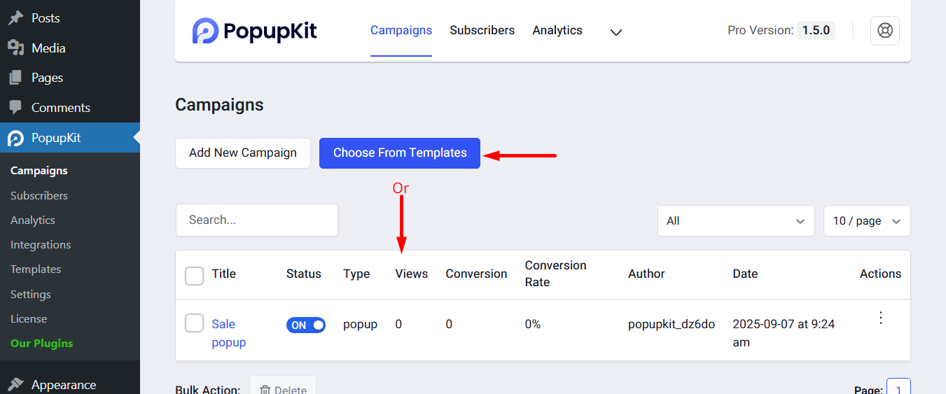 Start a new campaign or select one of your existing ones.