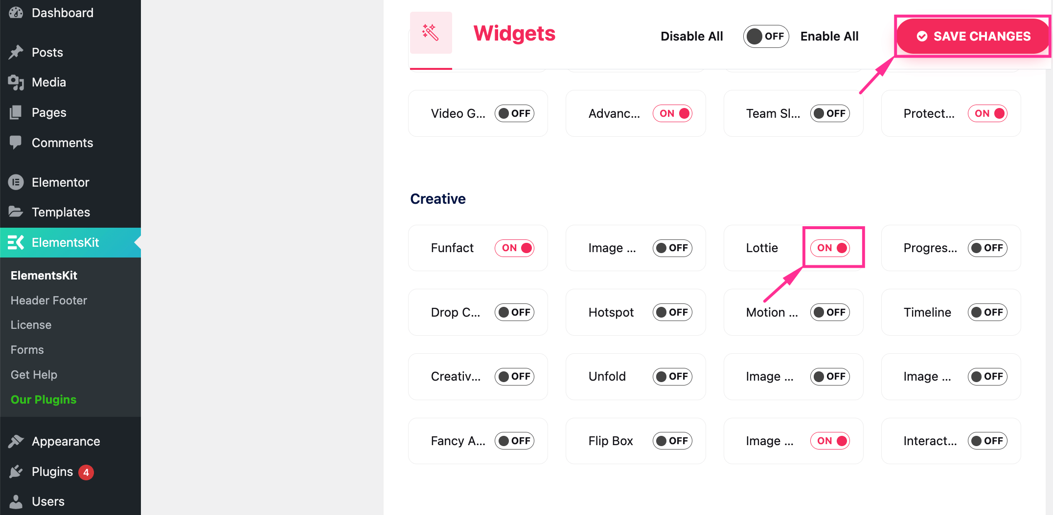 Integrate Lottie animation with the ElementsKit widget