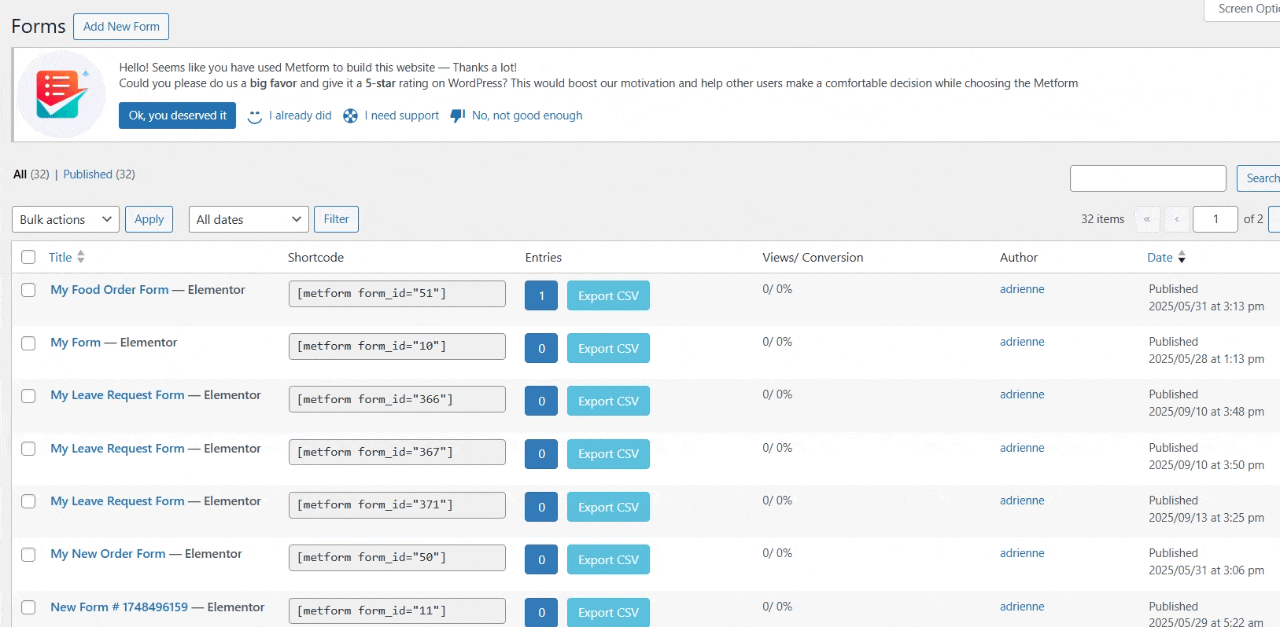 Add New Form with Elementor