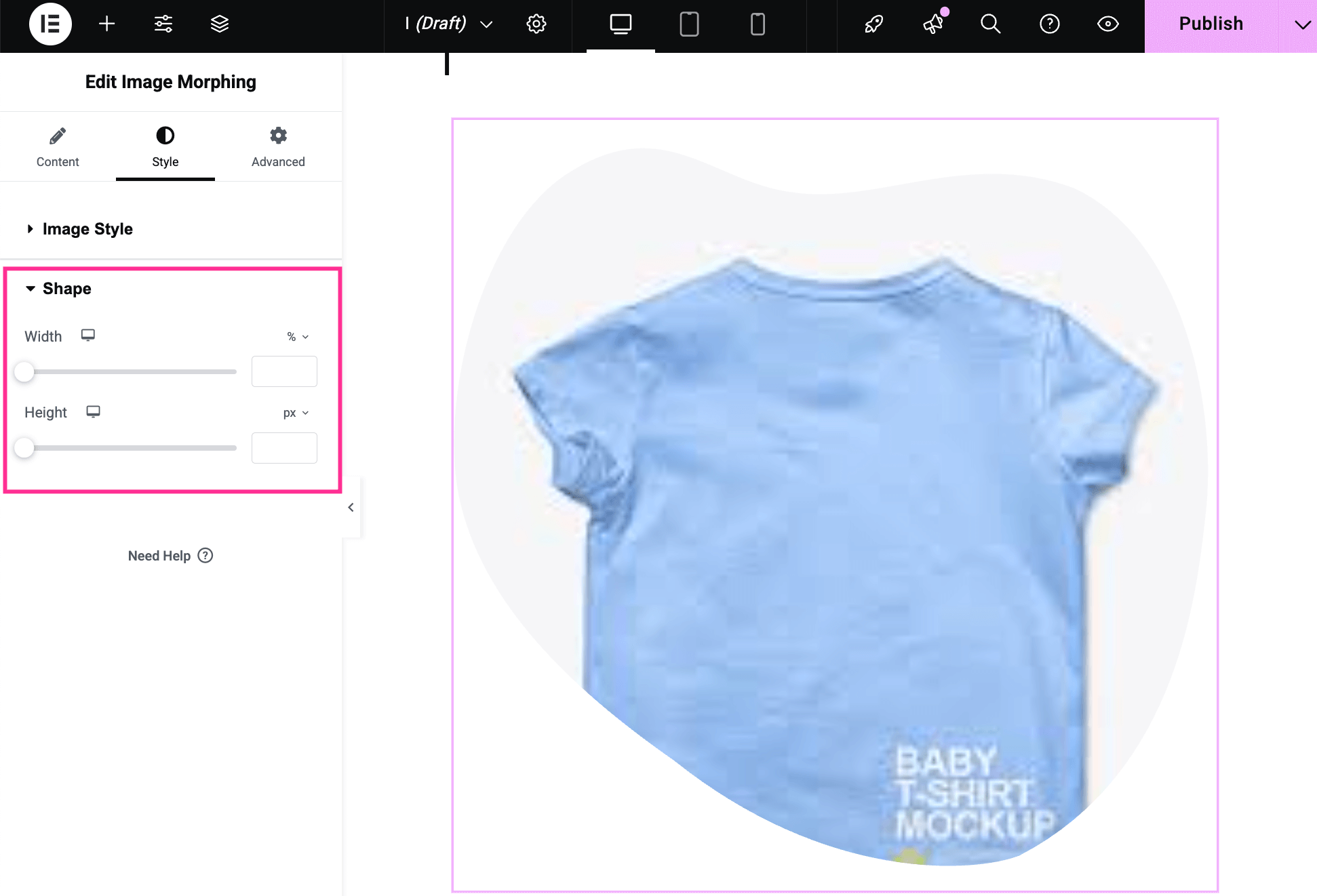 Adjust the style of Image morphing with ElementsKit