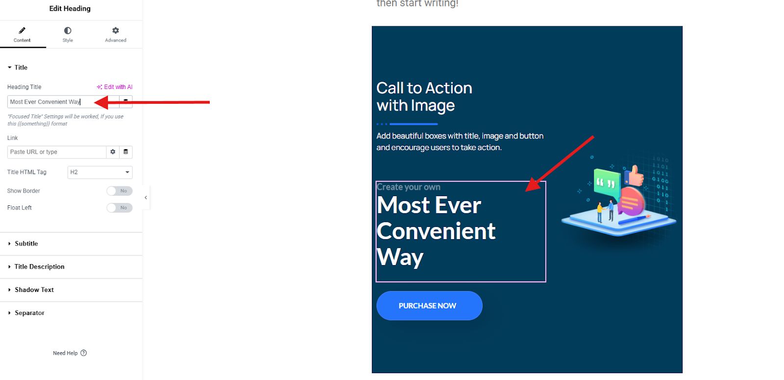 Customize call-to-action template