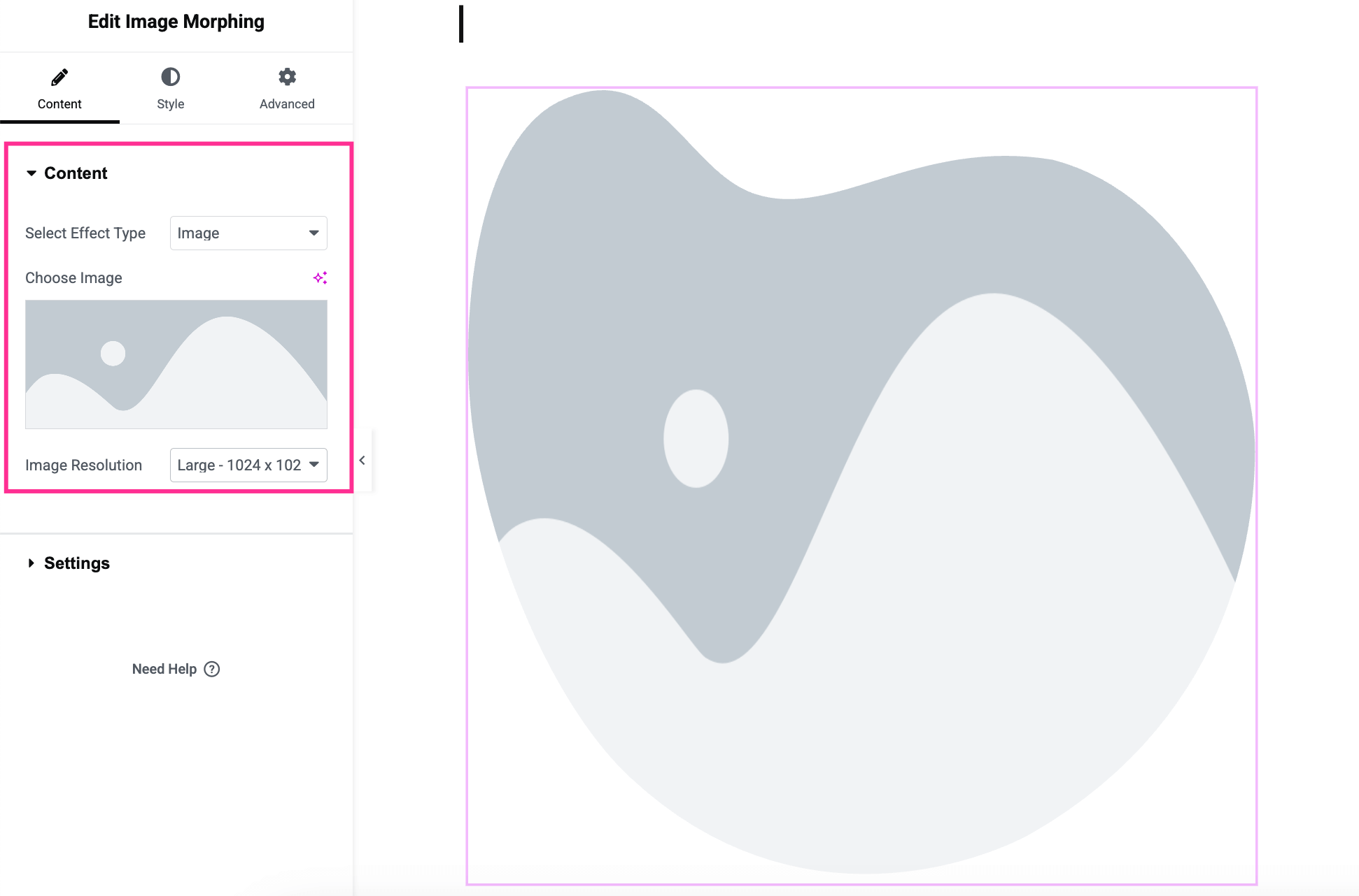 Customize image morphing content with ElementsKit