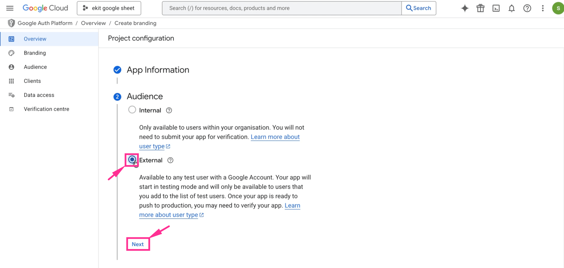 Configure Google Developer app for Google Sheet integration with ElementsKit