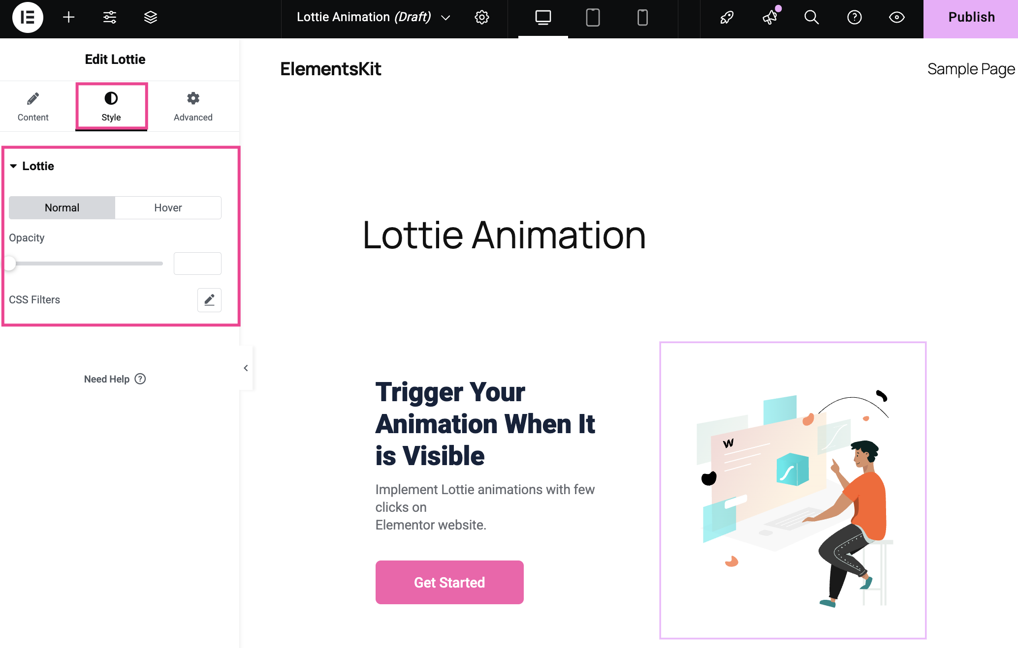 How to add Lottie Animations in WordPress with ElementsKit