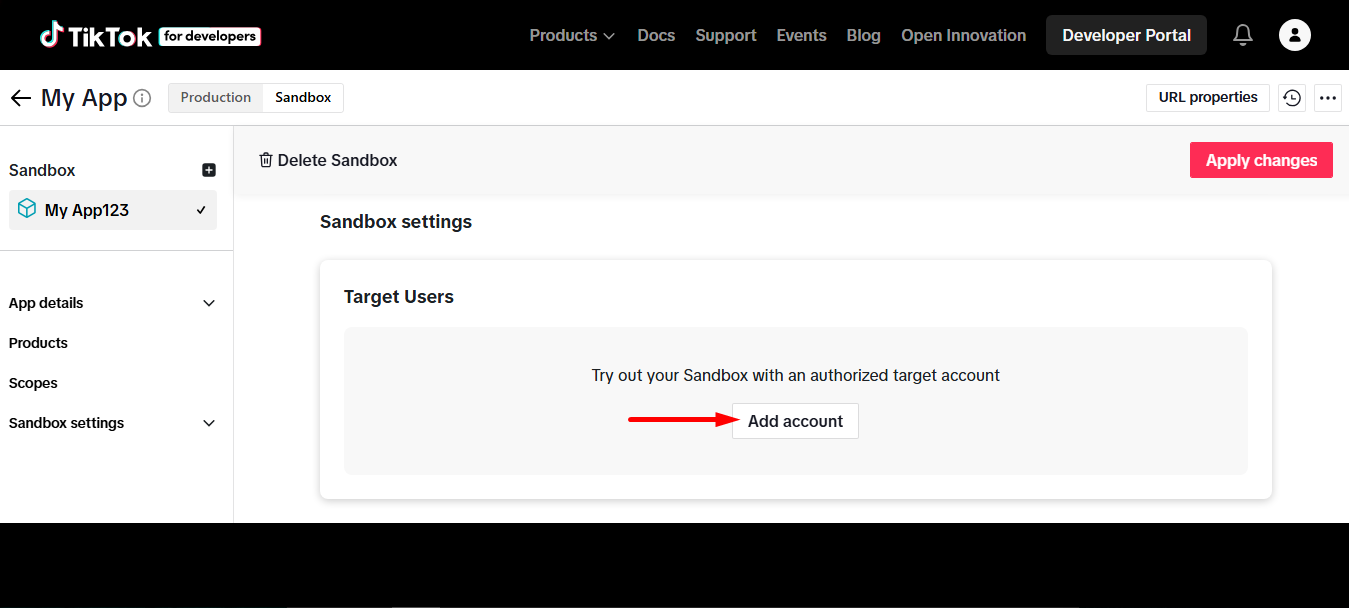 Click on Add account from target users