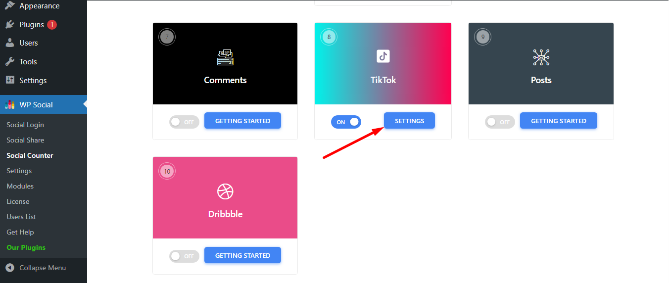 Click on the Settings option