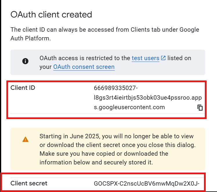 Client ID and Client secret