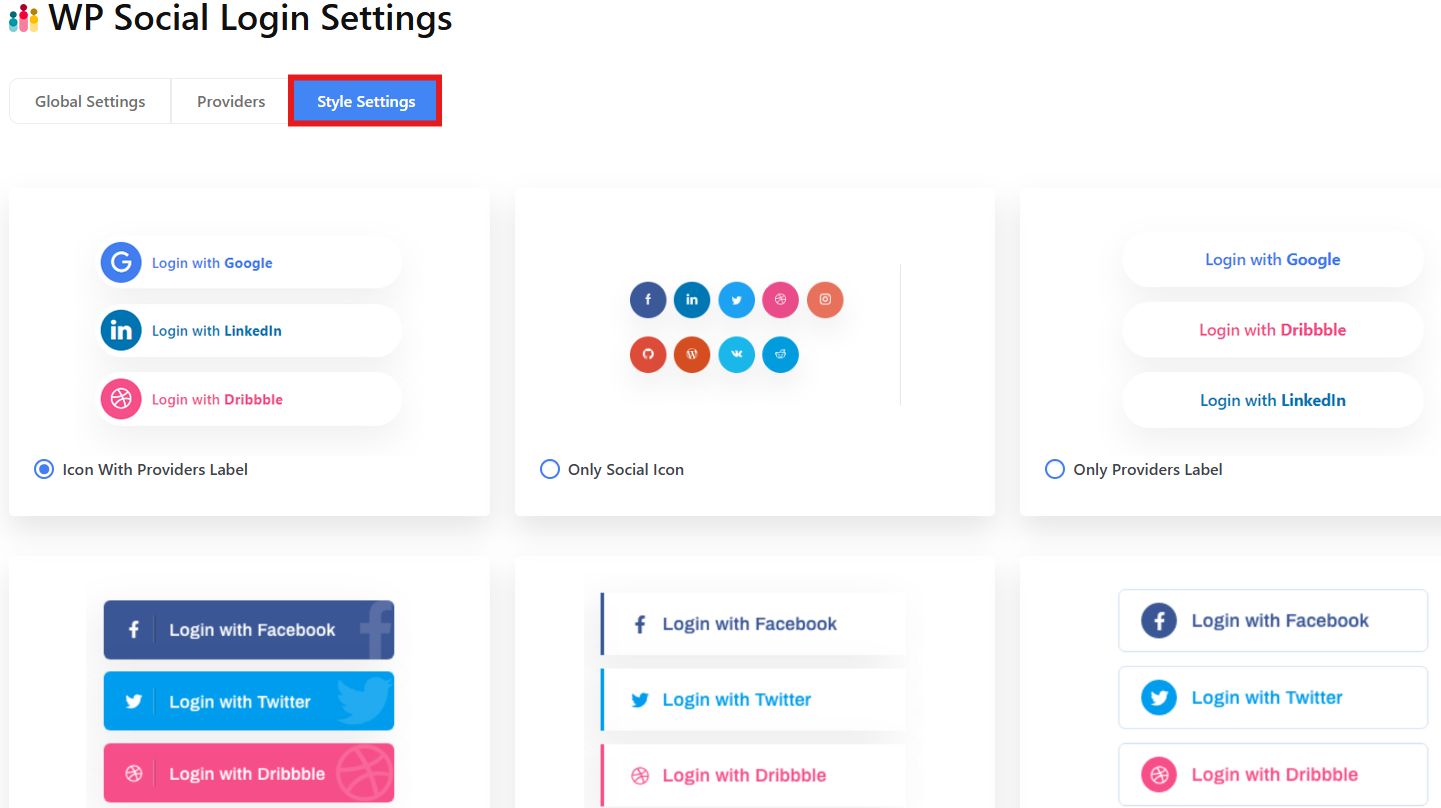 Configure social style settings