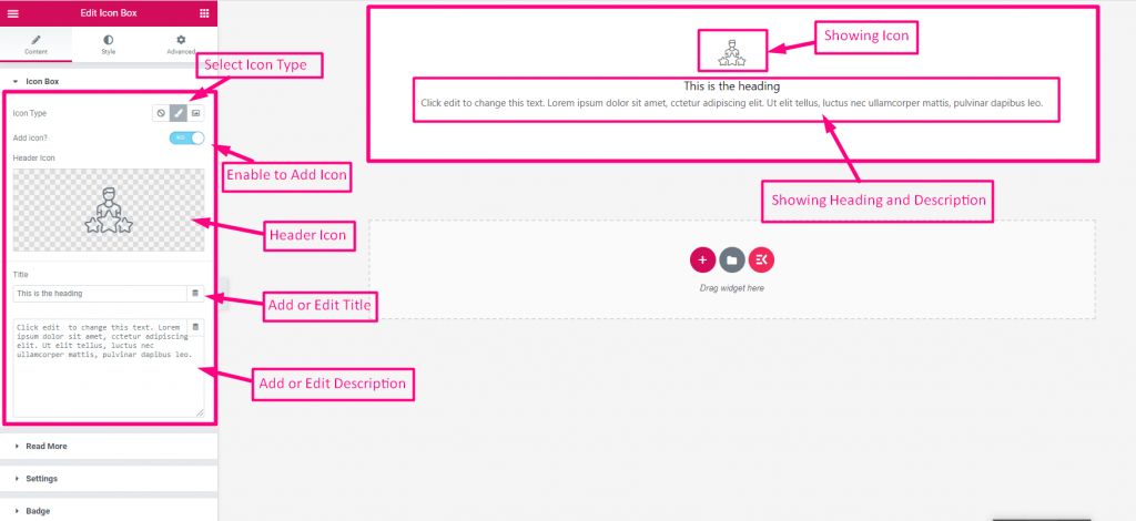 Configure the icon box settings
