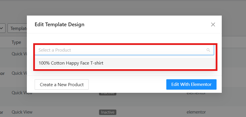 Edit Template by Selected Product
