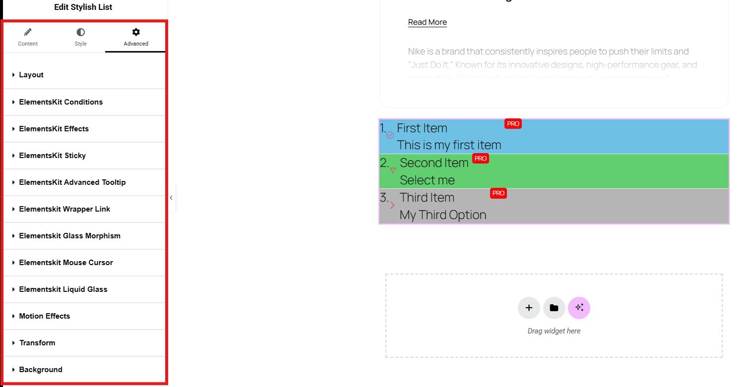 Elevate list design with advanced settings