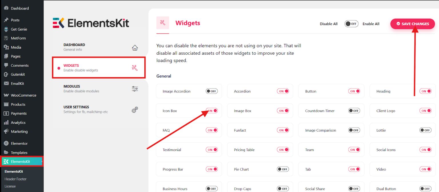 Enable icon box widget