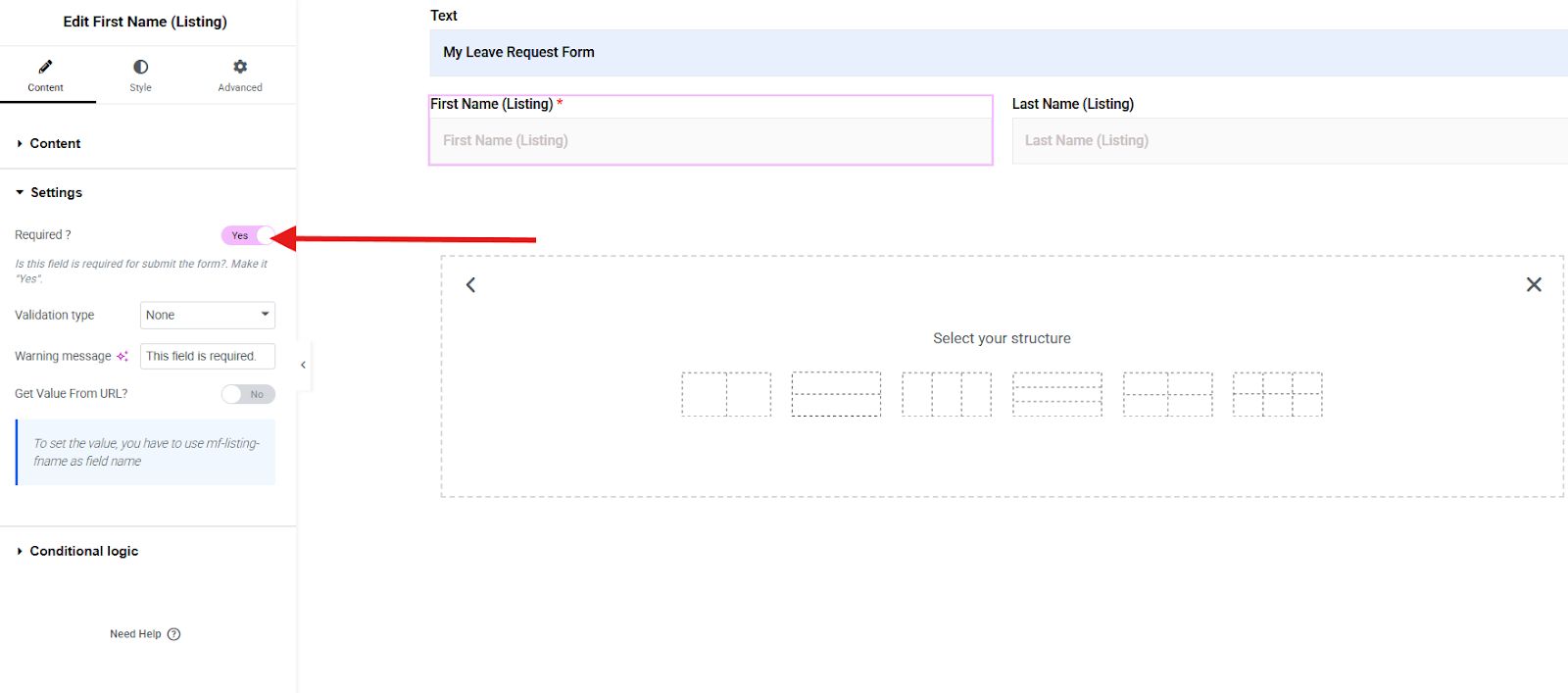 Enable required button
