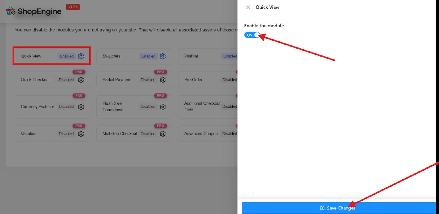 Enable module and save changes