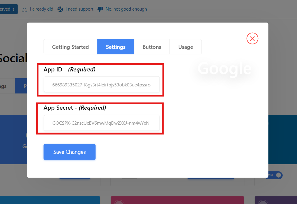 Enter client ID and client secret