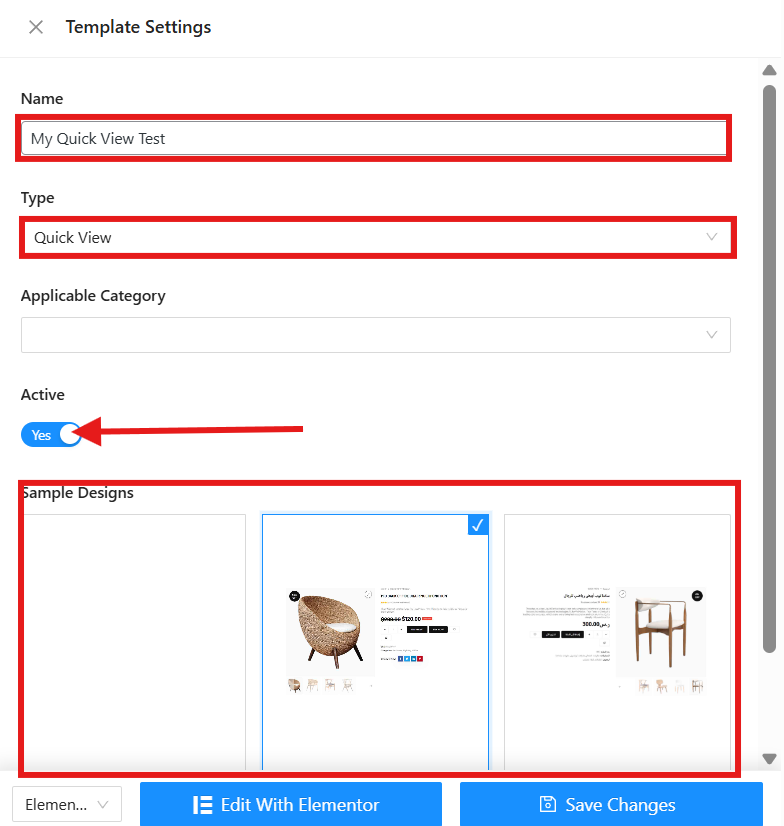 Fill up template settings