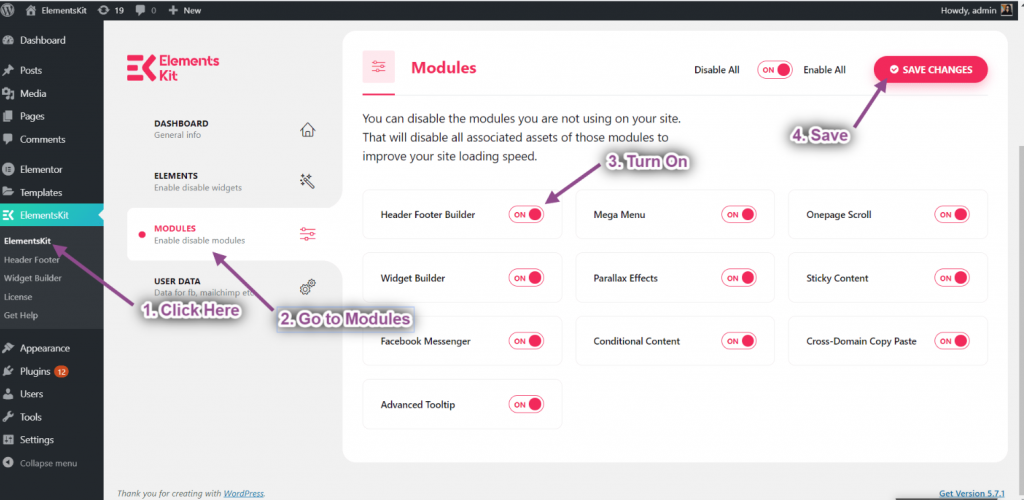how to add widgets to website header