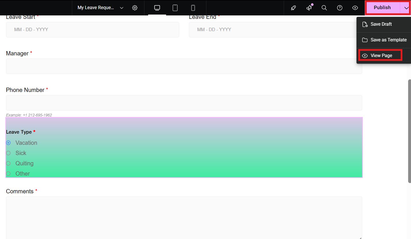 Preview and Publish the Form