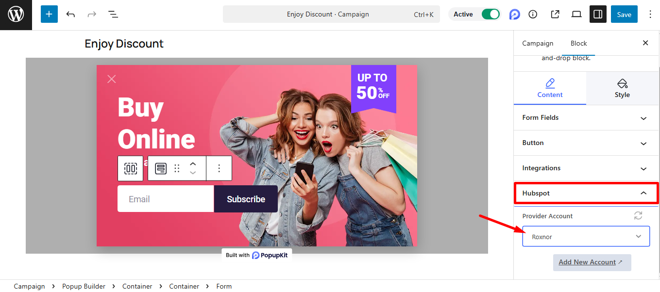 Select your provider account