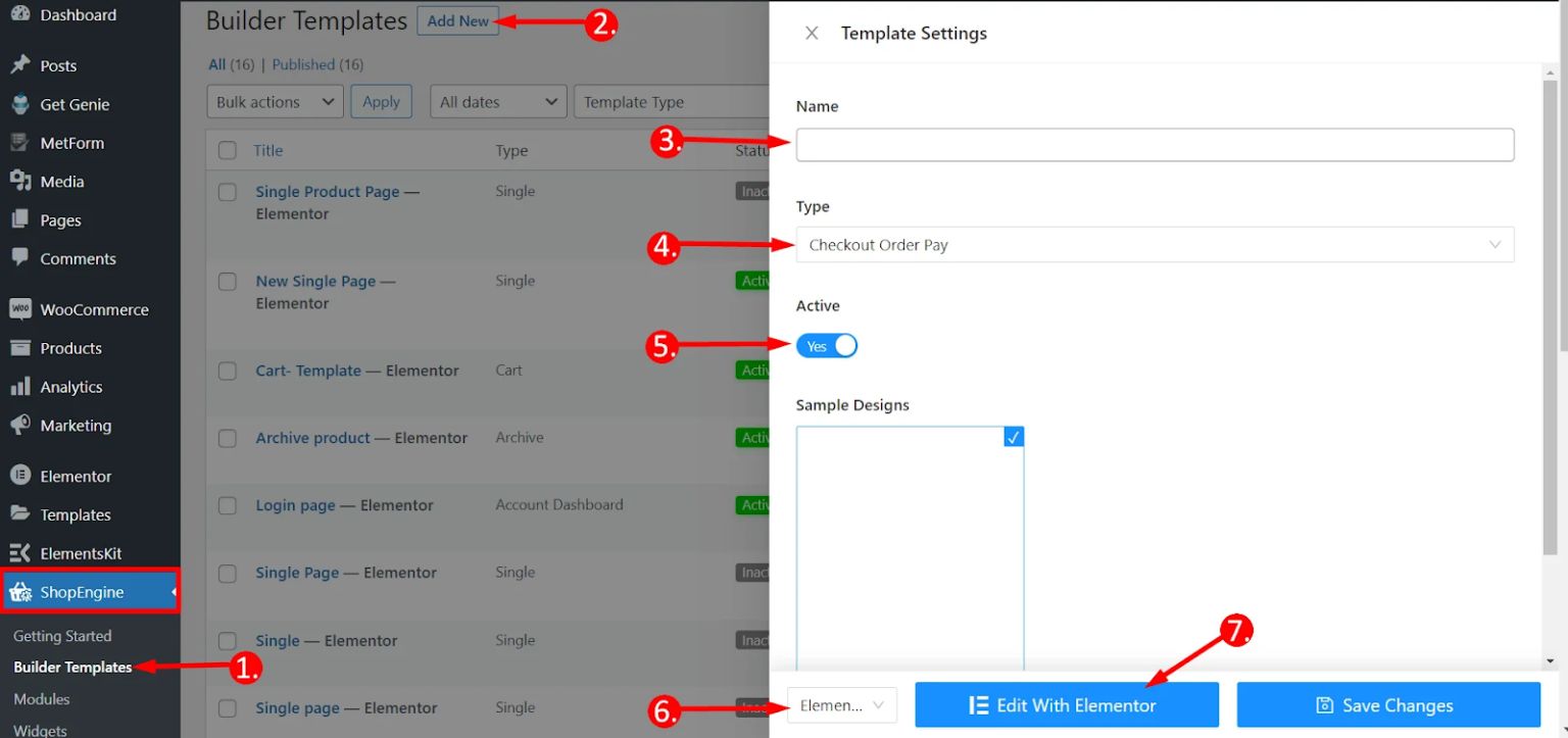 Setting up new checkout pay template
