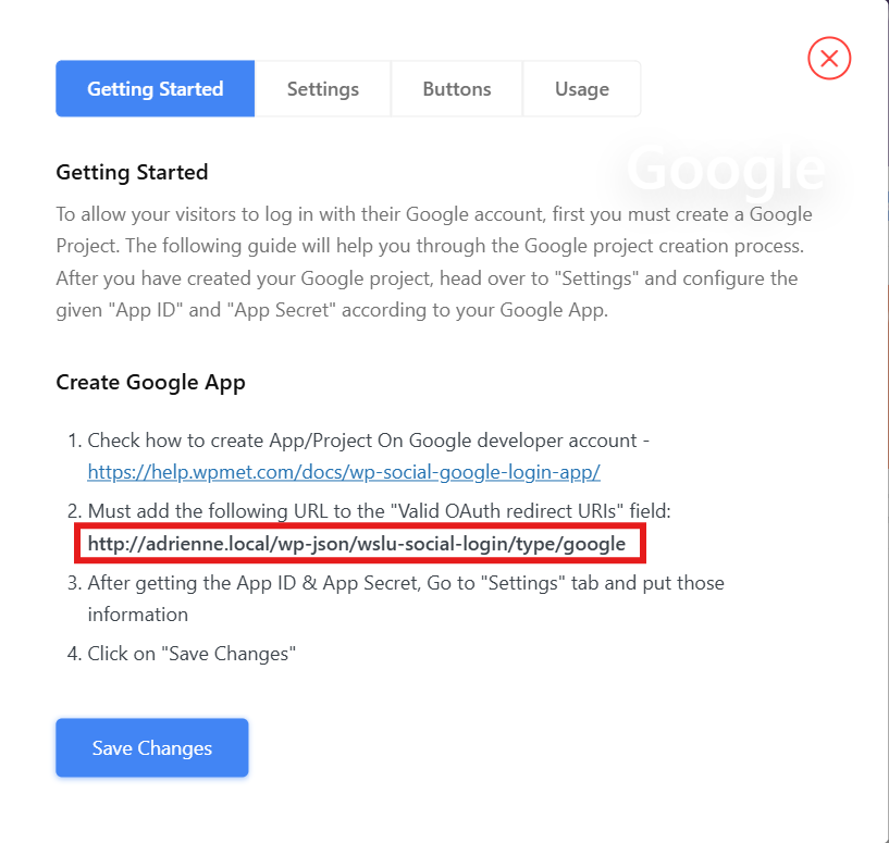 Get your authorized redirect URL