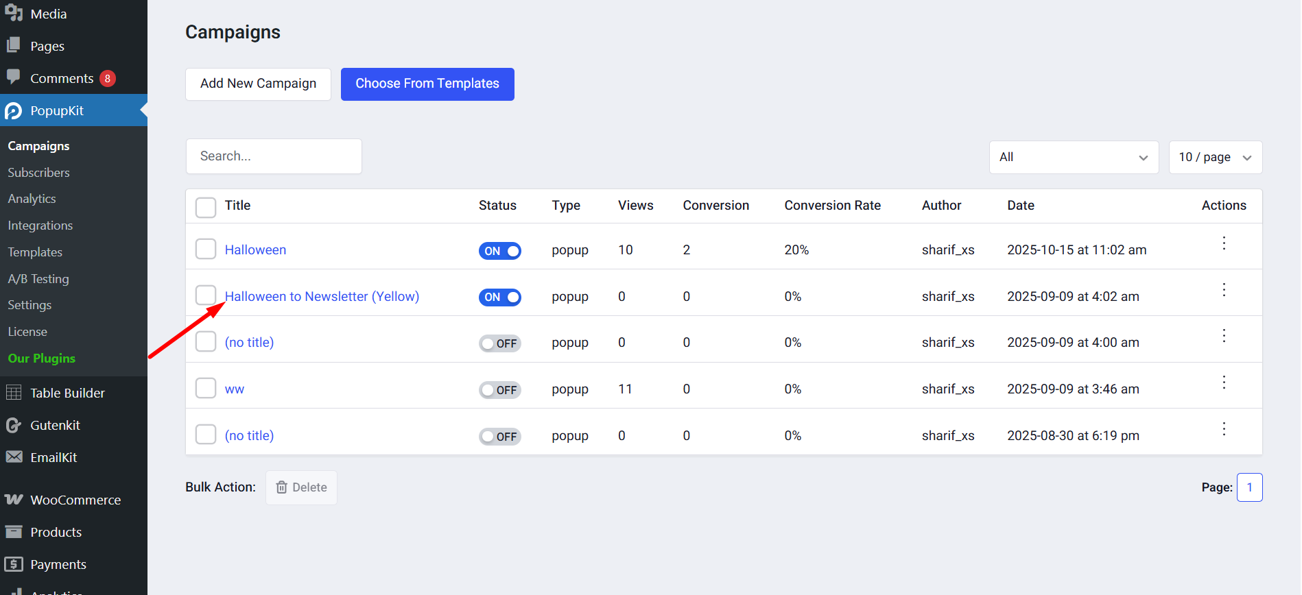 activate another popup for the second A/B test