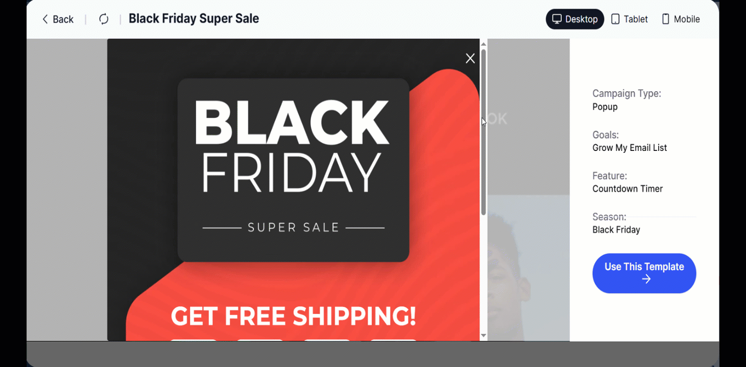 Countdown Timer Pop-up template