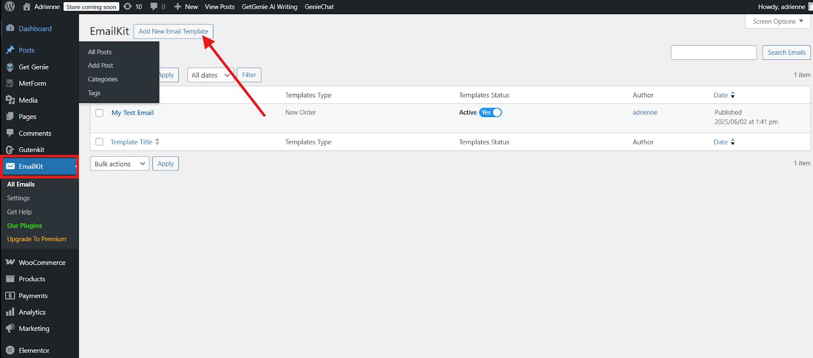 Create new email template with EmailKit