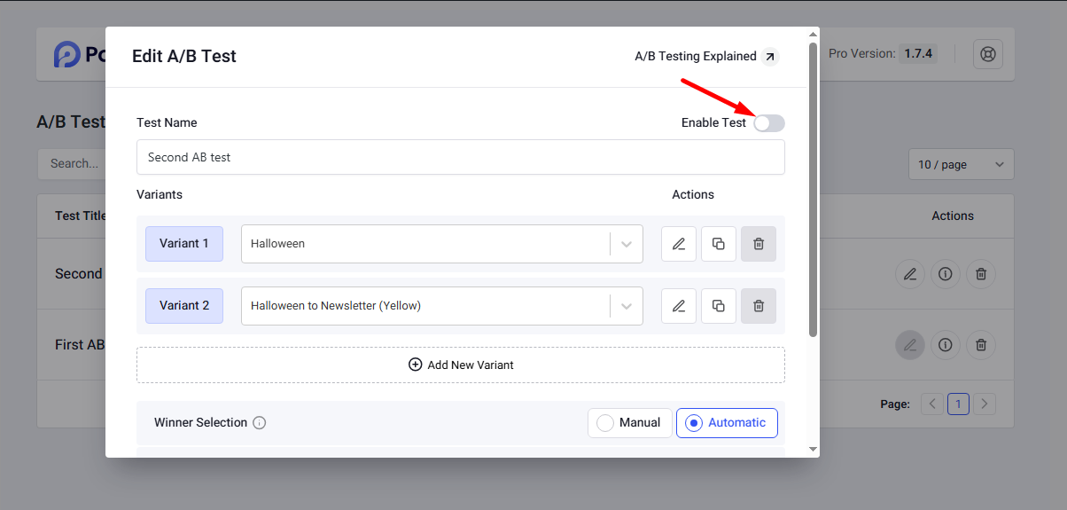 Disable the test if you need to