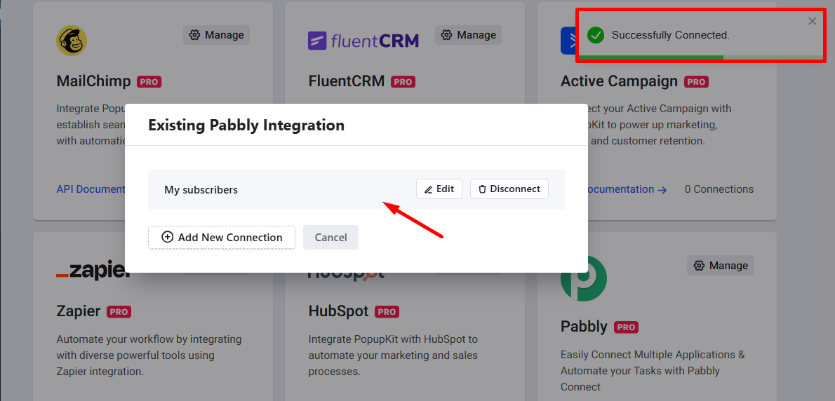 Pabbly connected successfully