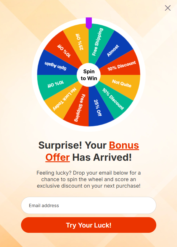 PopupKit Gamified Spin Wheel Popup template