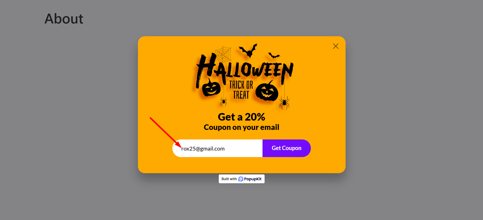 Preview the popup and submit the form for Webhook request