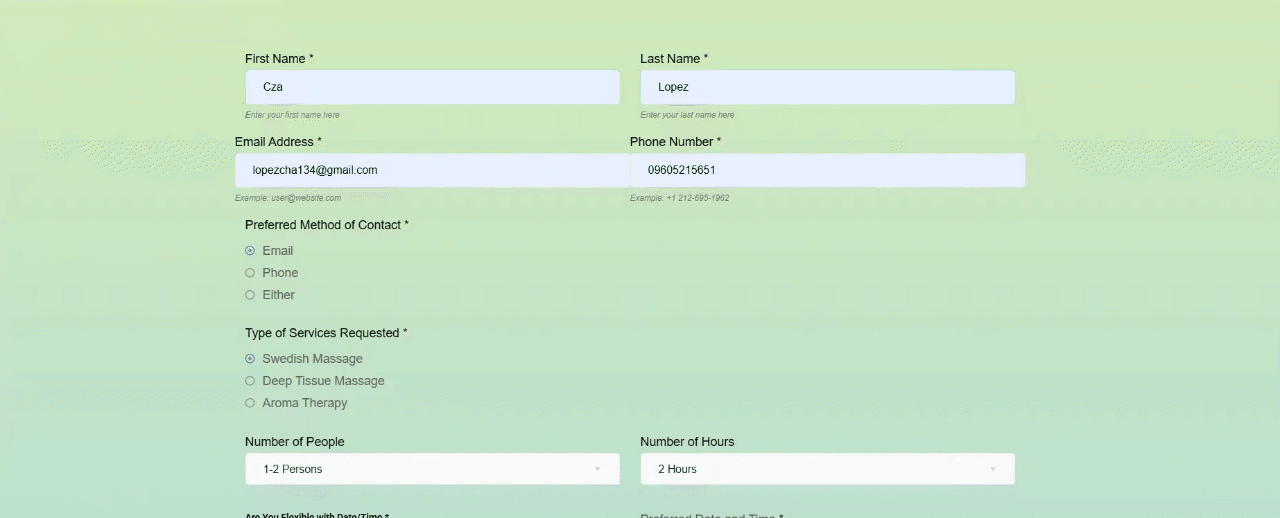 live test for quote request form
