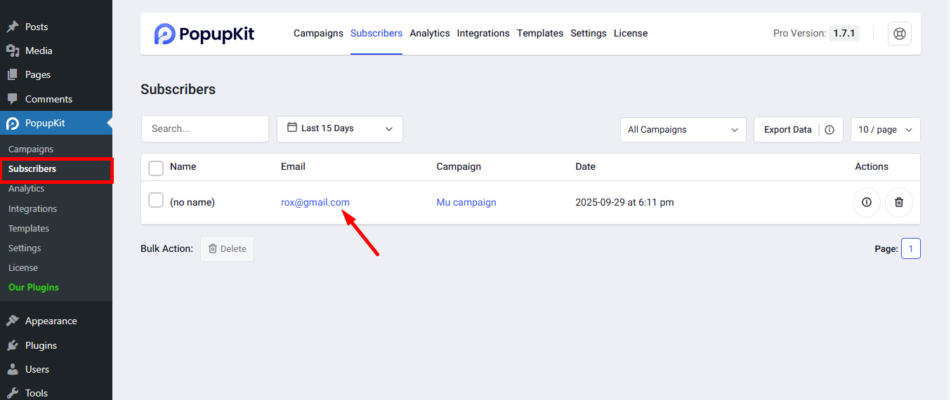 Check PopupKit's subscriber's tab