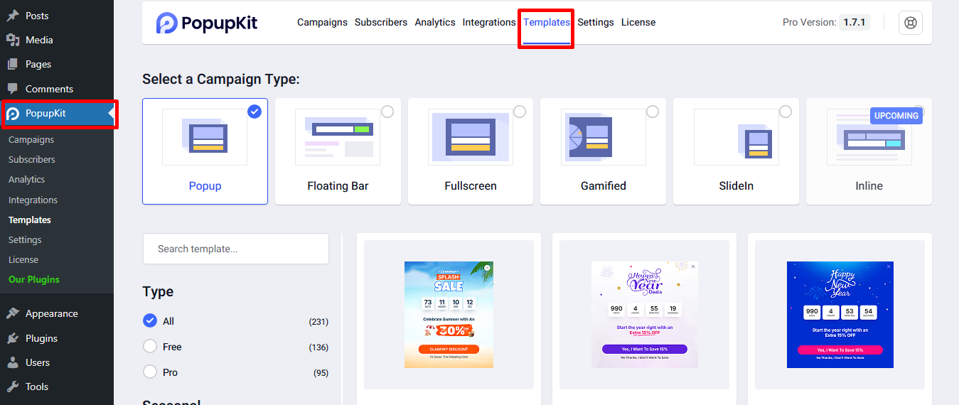 Choose a PopupKit template