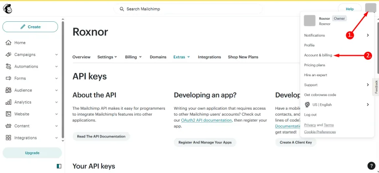Choose the Mailchimp list