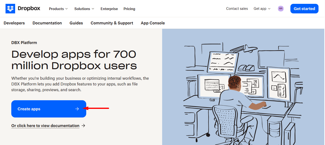 Click on Create apps button