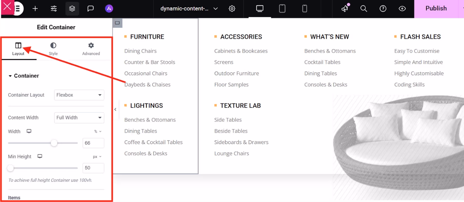 Customize megamenu layout