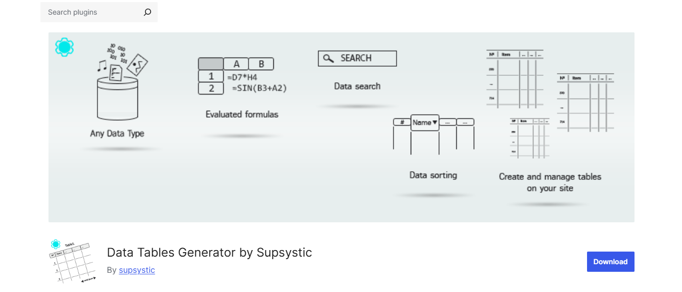 Data Tables Generator by Supsystic