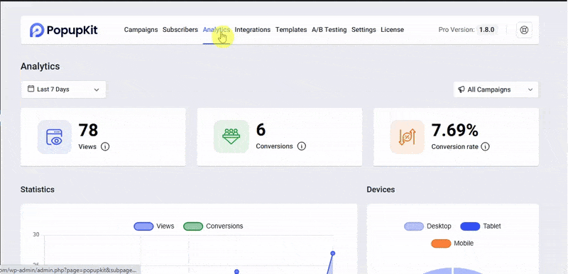 Improved analytics visualization by PopupKit
