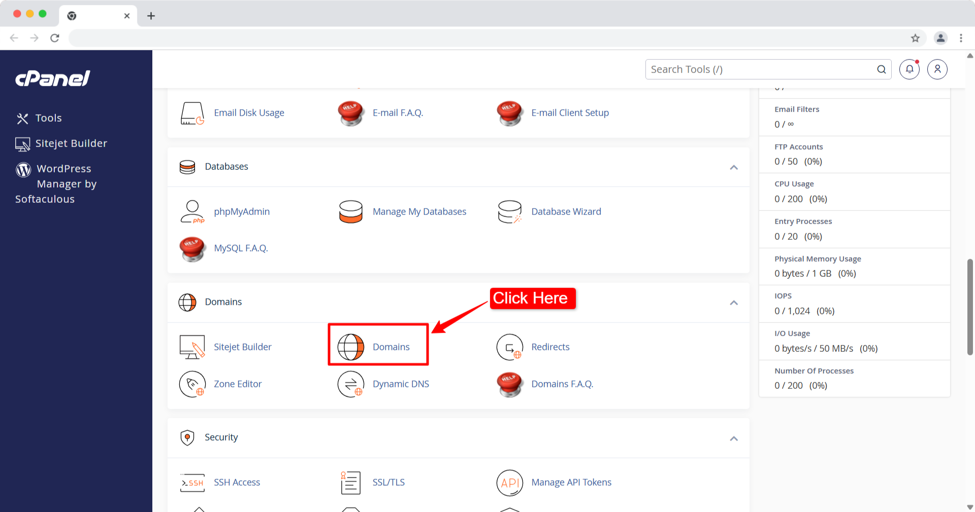 Add a new domain name via cPanel