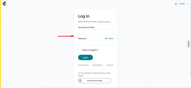 Log in to your Mailchimp account