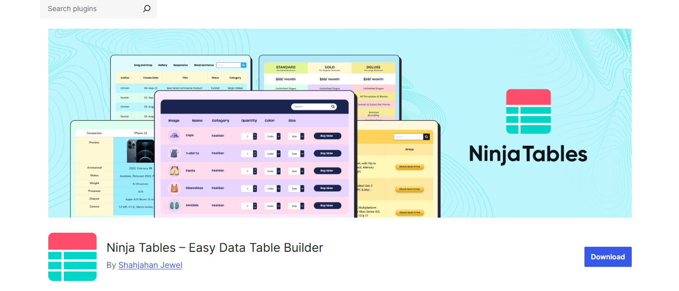 Ninja Tables for table builder